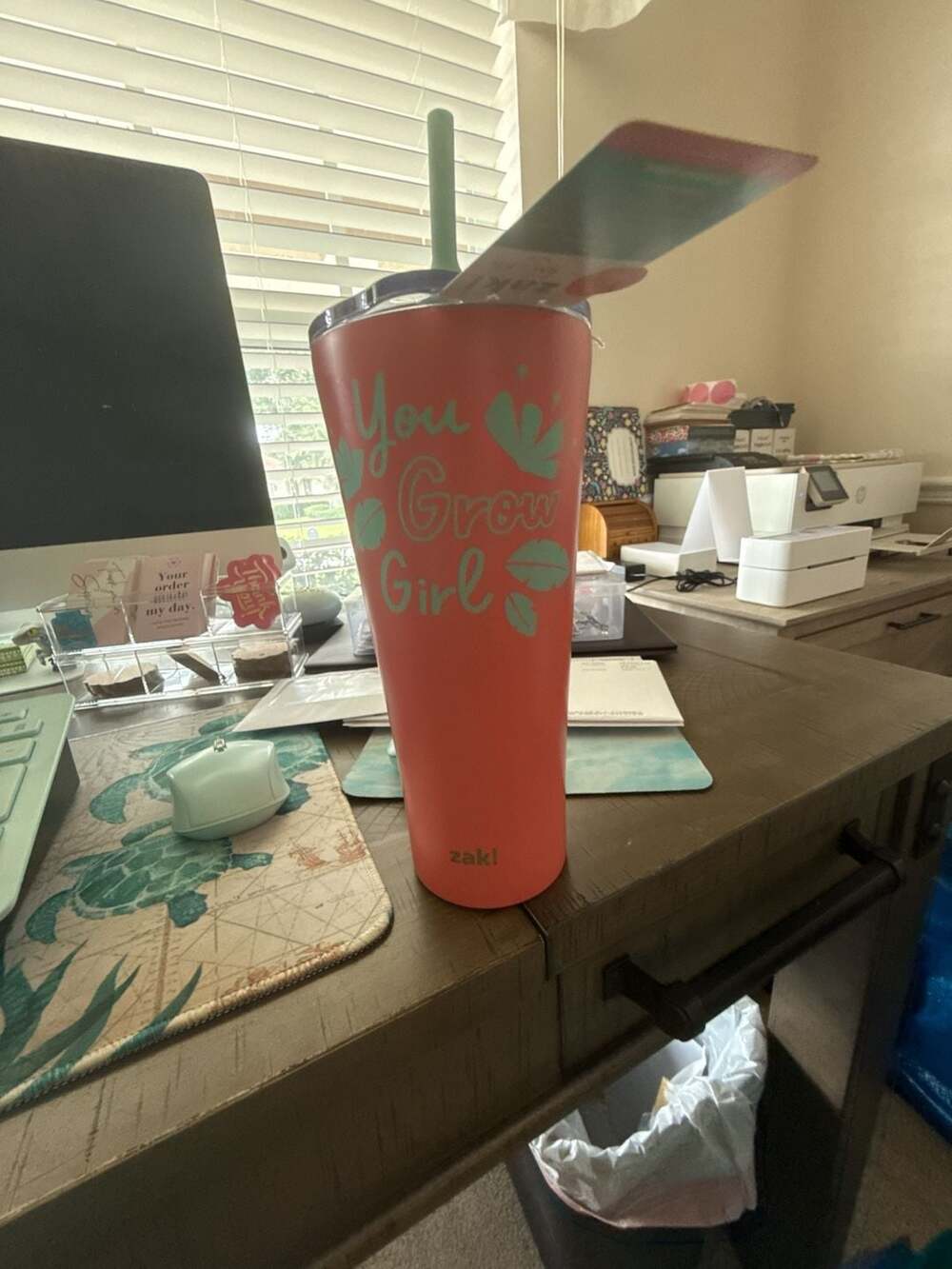 Zak Designs You Grow Girl Tumbler Size 30 oz Coral Stainless Steel